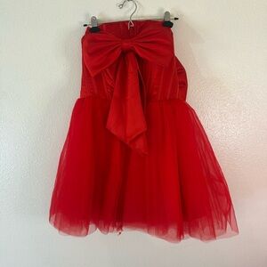 NEW ACENIA Strapless Red Dress with movable bows 9